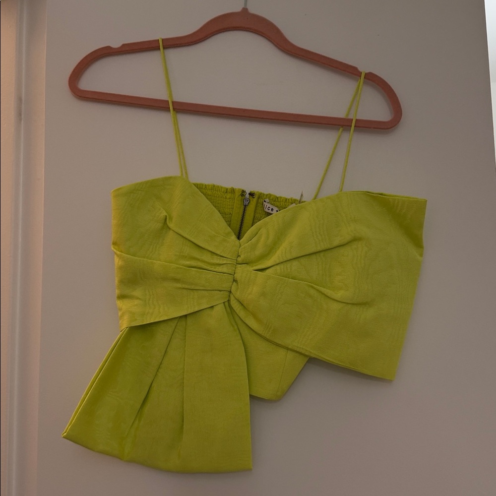 Alice + Olivia Lime Green Bow Crop Top NWT